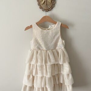 H&M Cream Sequin Tiered Kids Dress